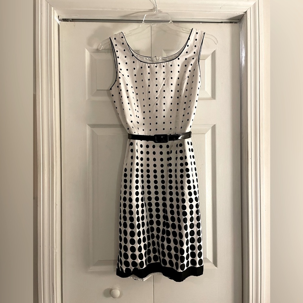 Studio One polka dot mid length dress with belt
